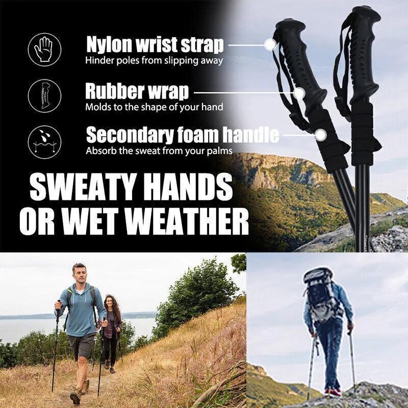 Best Hiking Pole - Trekking Pole, Collapsible Hiking Pole Stick with Quick Lock System 7075 Aluminum Outdoor Recreation - Tophatter Daily Deals