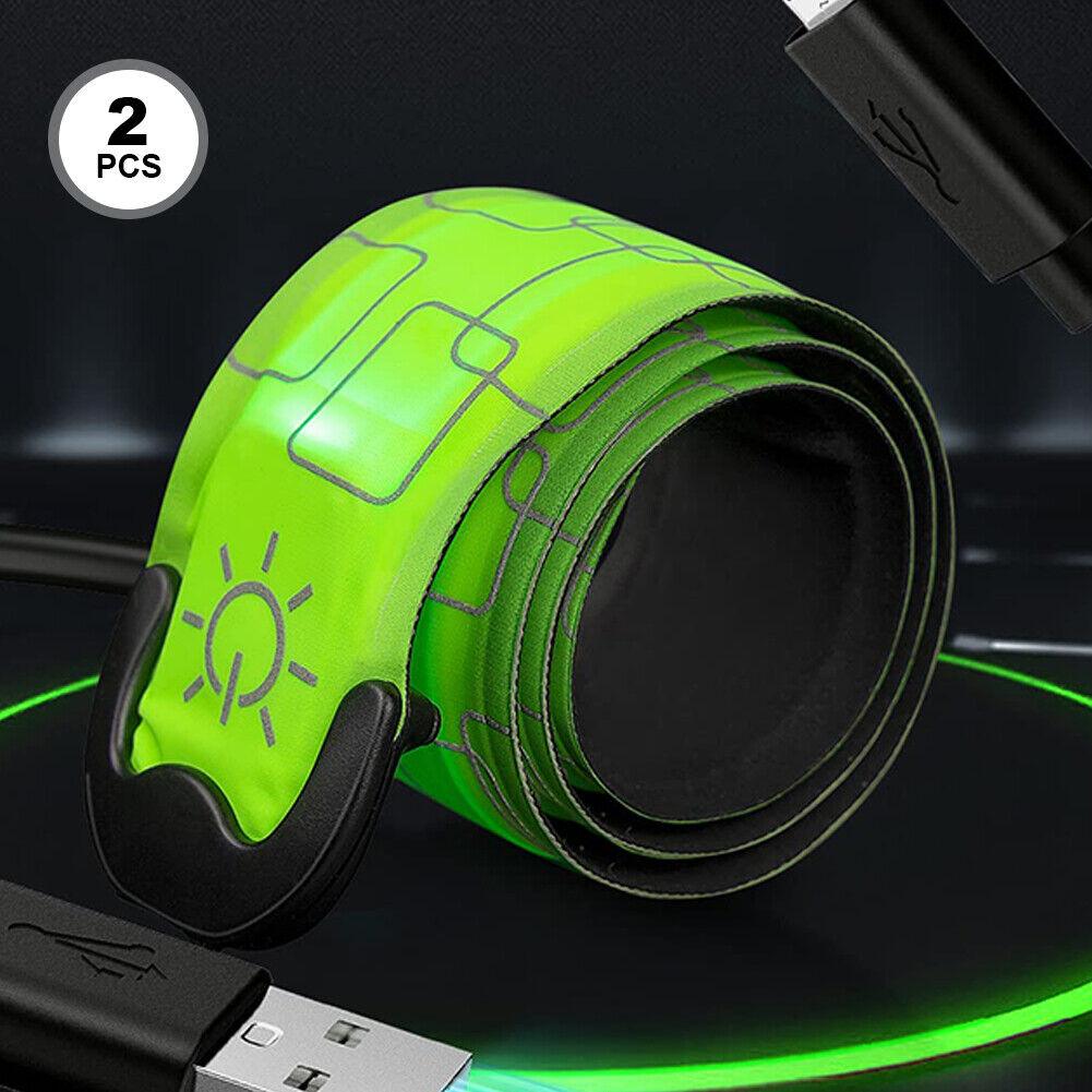Led Armbands for Runners - 2pcs Armband Lights for Running USB Rechargeable Green Sports & Outdoor - Tophatter Daily Deals