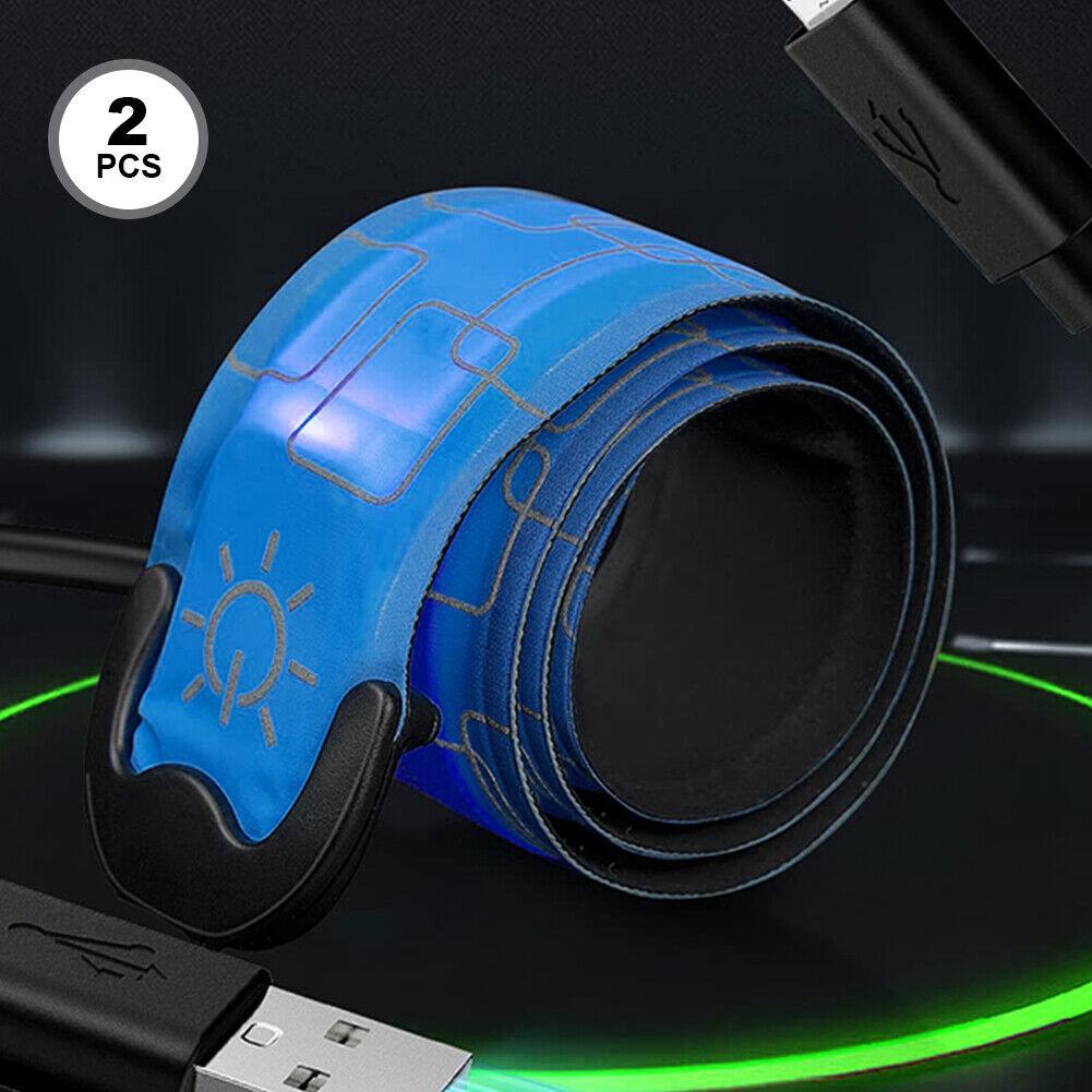 Led Armbands for Runners - 2pcs Armband Lights for Running USB Rechargeable Blue Sports & Outdoor - Tophatter Daily Deals