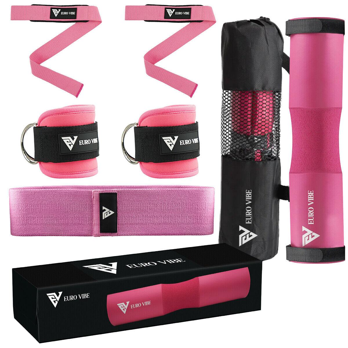 Hip Thruster Bar Pad - Barbell Pad Hip Thrust with Ankle Straps for Cable Machines Do Squats, Lunges, Hip Thrusts, Glutes & Leg Workouts Pink Exercise & Fitness - Tophatter Daily Deals
