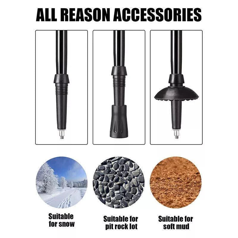 Best Hiking Pole - Trekking Pole, Collapsible Hiking Pole Stick with Quick Lock System 7075 Aluminum Outdoor Recreation - Tophatter Daily Deals