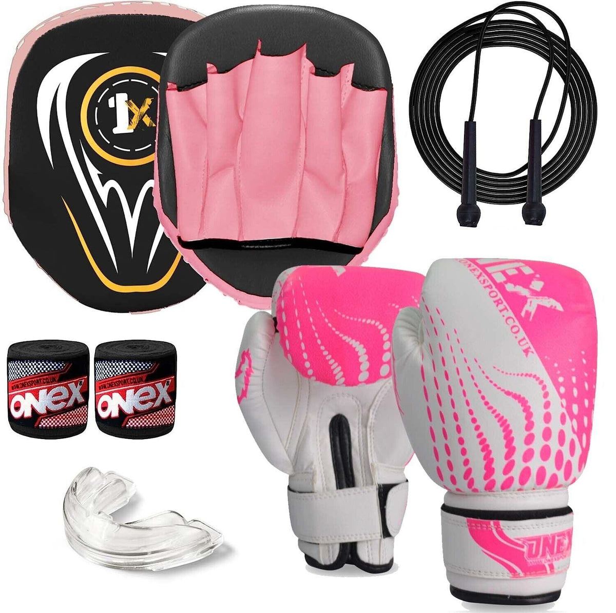 Boxing Glove and Pad Set - Junior Boxing gloves and Punch Pads set Focus Mitts MMA Training Sparring Thai Pink Exercise & Fitness - Tophatter Daily Deals