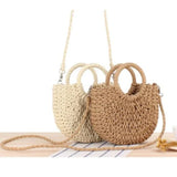 Summer Top Handle Semi Circle Straw Bag Handbags & Wallets - Tophatter Daily Deals