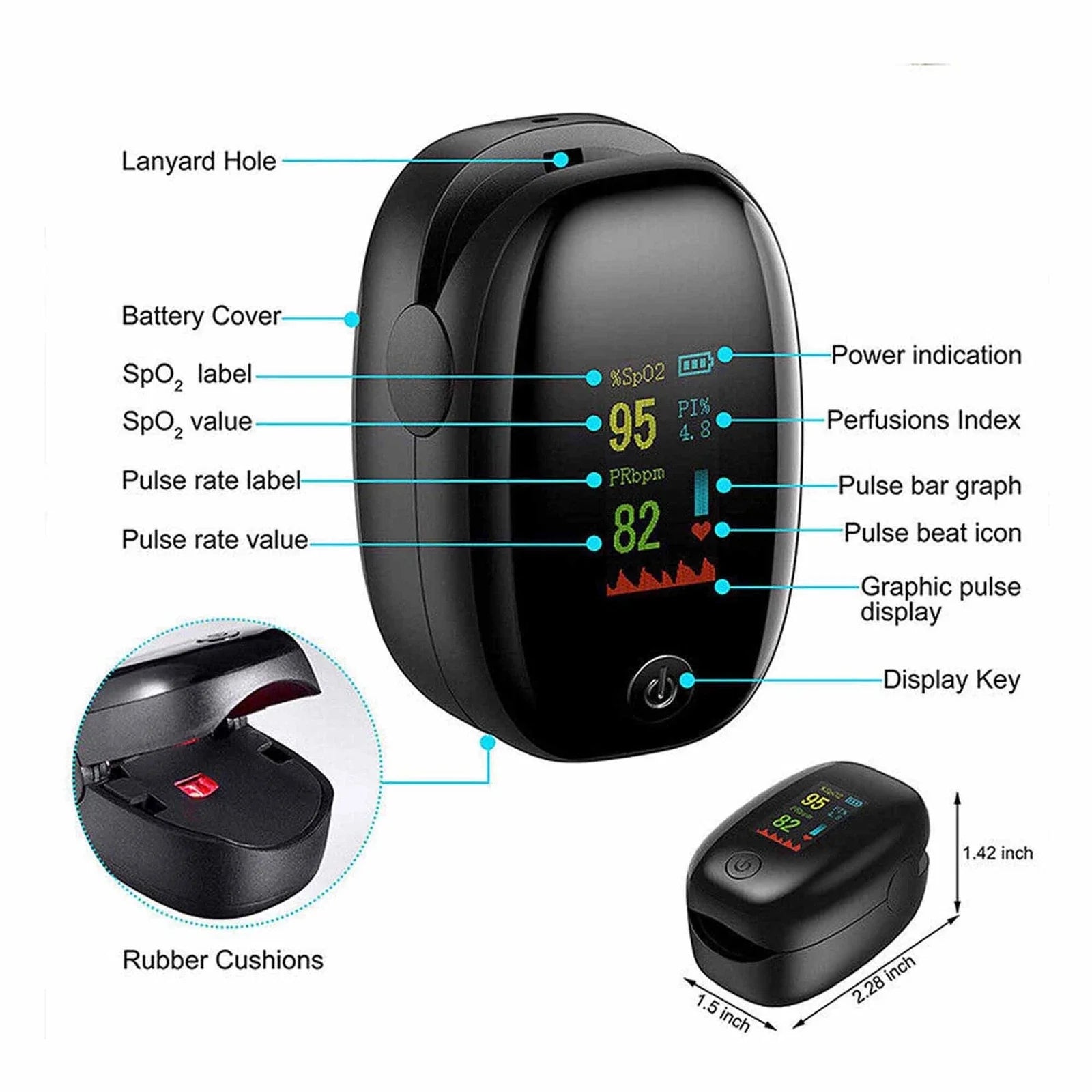 Finger Pulse Oximeter – Heart Rate & SPO2 Monitor Health & Wellness - Tophatter Daily Deals