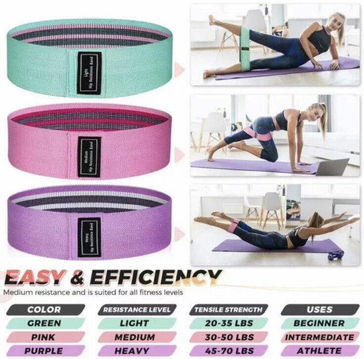 Strongest Resistance Bands - Fabric Resistance Bands Set 3 Heavy Duty Booty Glute Hip Circle Butt Non Slip Exercise & Fitness - Tophatter Daily Deals