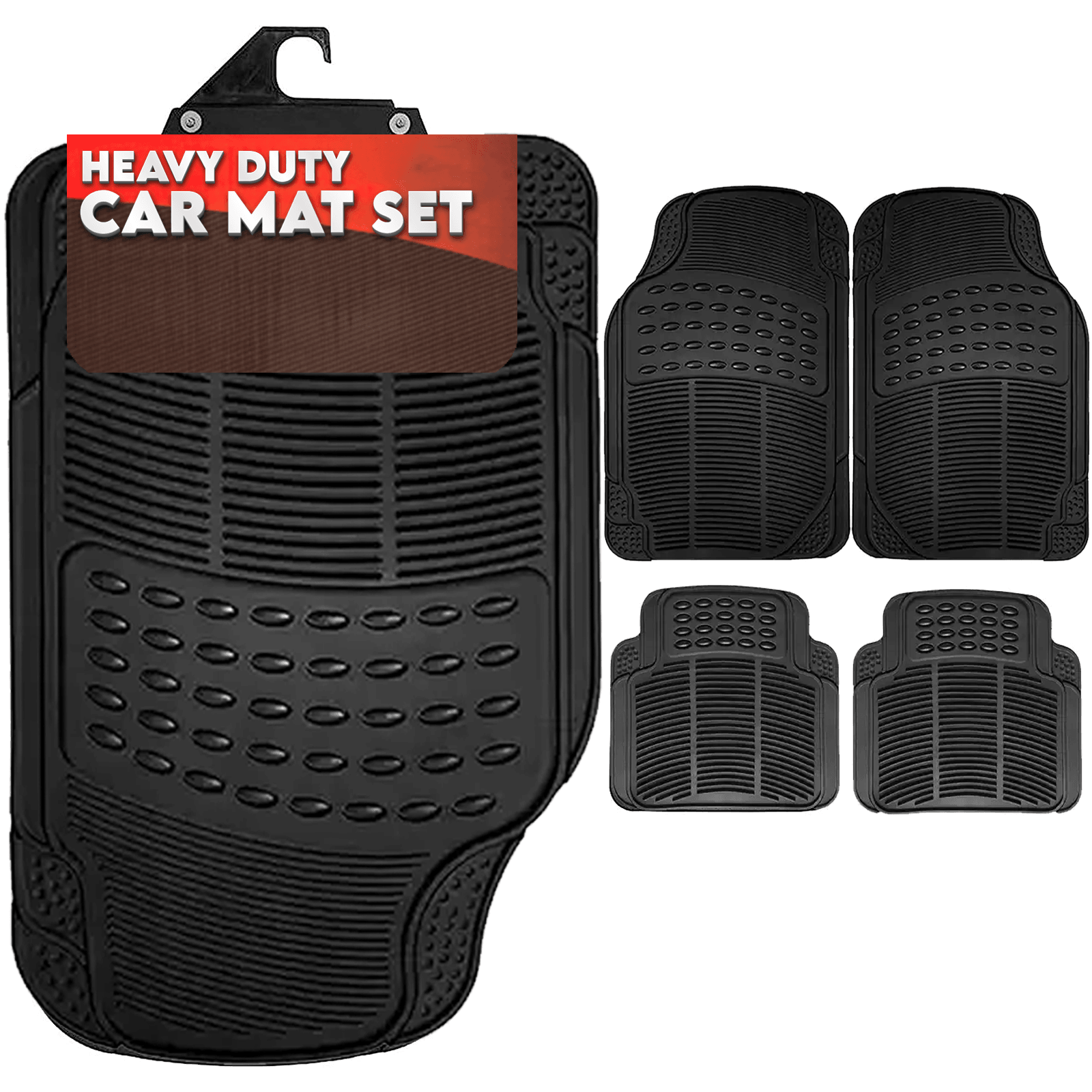Fitted Car Mats UK - 4pcs Heavy Duty Universal Black Rubber Car Mat Set Non Slip Car Van Mats UK Apparel & Accessories - Tophatter Daily Deals