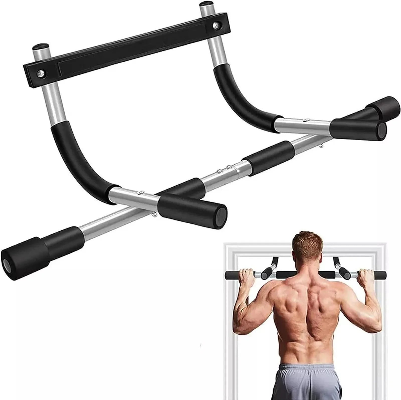 Exercise Bar for Door - Iron Gym Pull Up Bars Door Fitness Equipment Total Upper Body Workout Bar for Doorway, Adjustable Width Locking, No Screws Portable Exercise & Fitness - Tophatter Daily Deals