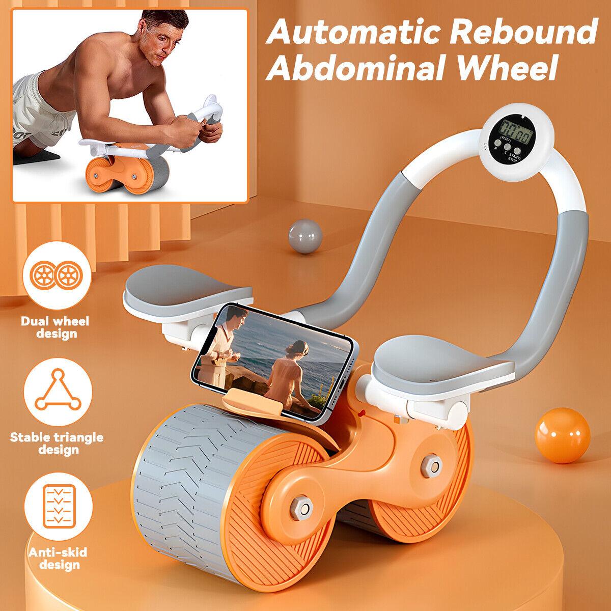Roller for Abs Workout - Ab Roller Wheel Automatic Spring Back Elbow Support Tool Orange Exercise & Fitness - Tophatter Daily Deals