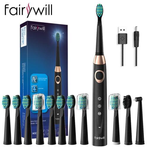 Rechargeable Power Toothbrush - 4/12X Brush Heads Electric Toothbrush Power Toothbrush ADA Accepted 508 Black Toothbrush + Extra 8X Personal Care - Tophatter Daily Deals