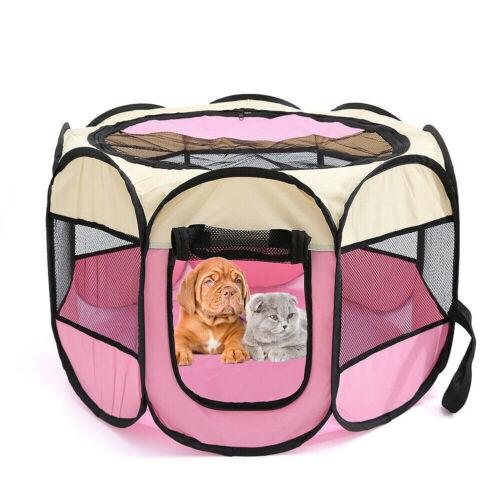 Large Fabric Dog Crates - Foldable Soft Fabric Dog Crate Cat Cage Pet Portable Travel Puppy Play Pen Tent Pink Pet Products - Tophatter Daily Deals