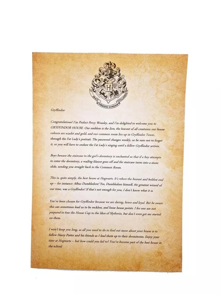 Harry Potter Welcome Letter- Hogwarts WELCOME TO GRYFFINDOR House Letter Festive & Franchise - Tophatter Daily Deals