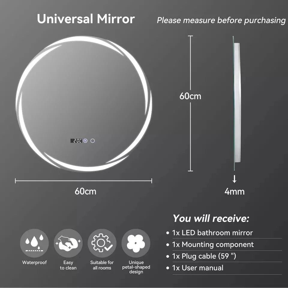 Light Up Mirror For Bathroom - LED Illuminated Bathroom Mirror Light Smart Touch Control New - Tophatter Daily Deals
