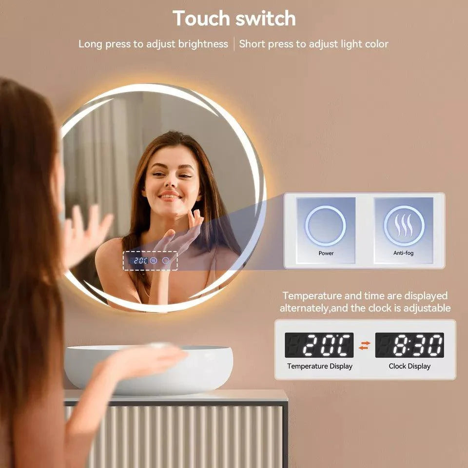 Light Up Mirror For Bathroom - LED Illuminated Bathroom Mirror Light Smart Touch Control New - Tophatter Daily Deals