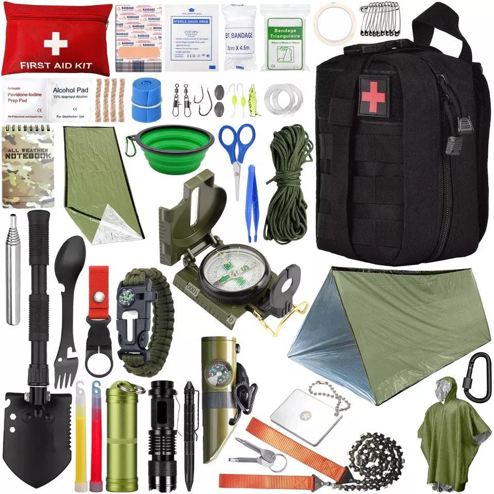 Hiking First Aid Kit UK - Survival Kit 147 First-Aid Kit Camping Hiking Military Emergency Hunting Fishing Mountain & Cycling - Tophatter Daily Deals
