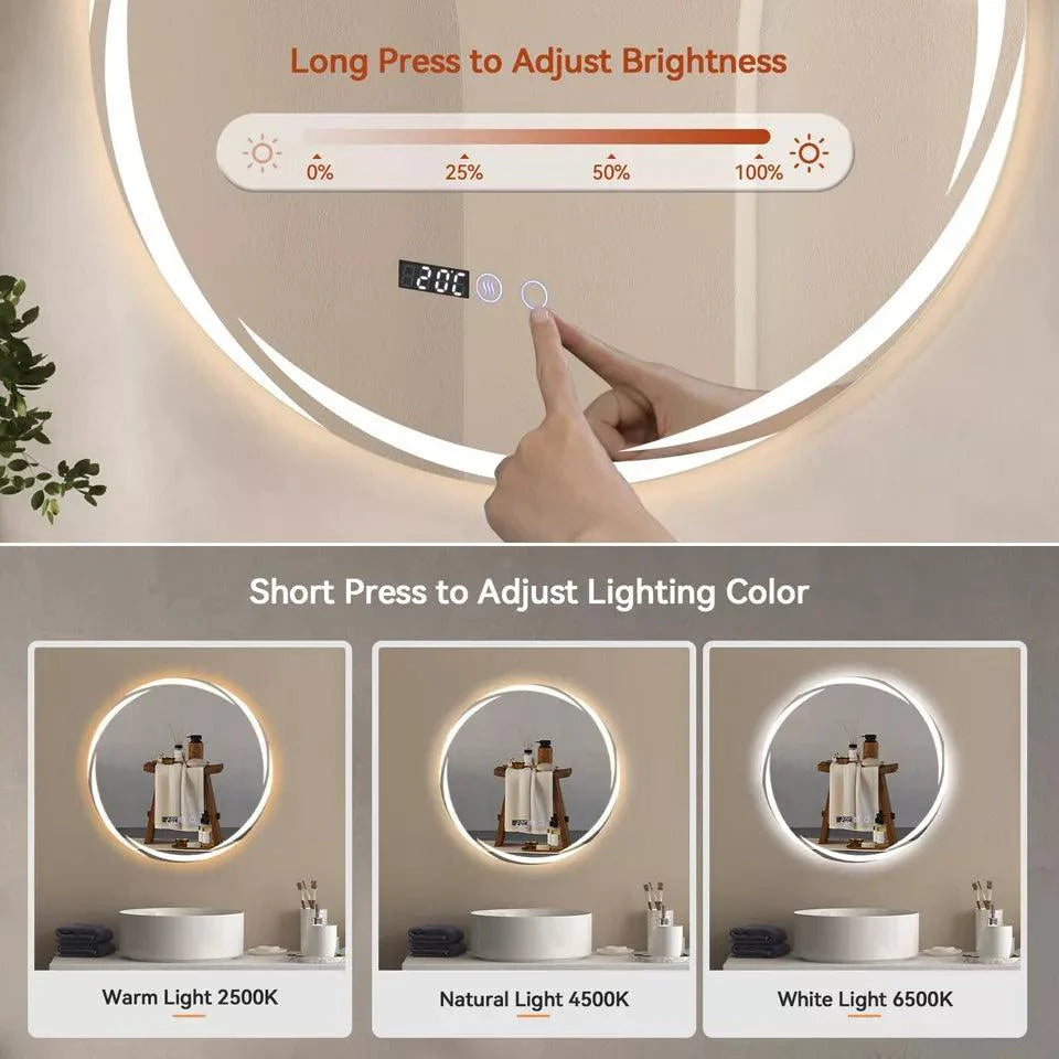 Light Up Mirror For Bathroom - LED Illuminated Bathroom Mirror Light Smart Touch Control New - Tophatter Daily Deals