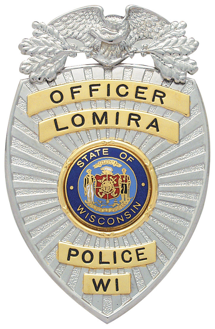 S113 - Custom Engraved Badge - Tophatter's Weapons'N'Deals Eagle Top - Tophatter Daily Deals