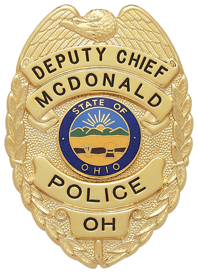 S155 - Custom Engraved Badge - Tophatter's Weapons'N'Deals Eagle Top - Tophatter Daily Deals