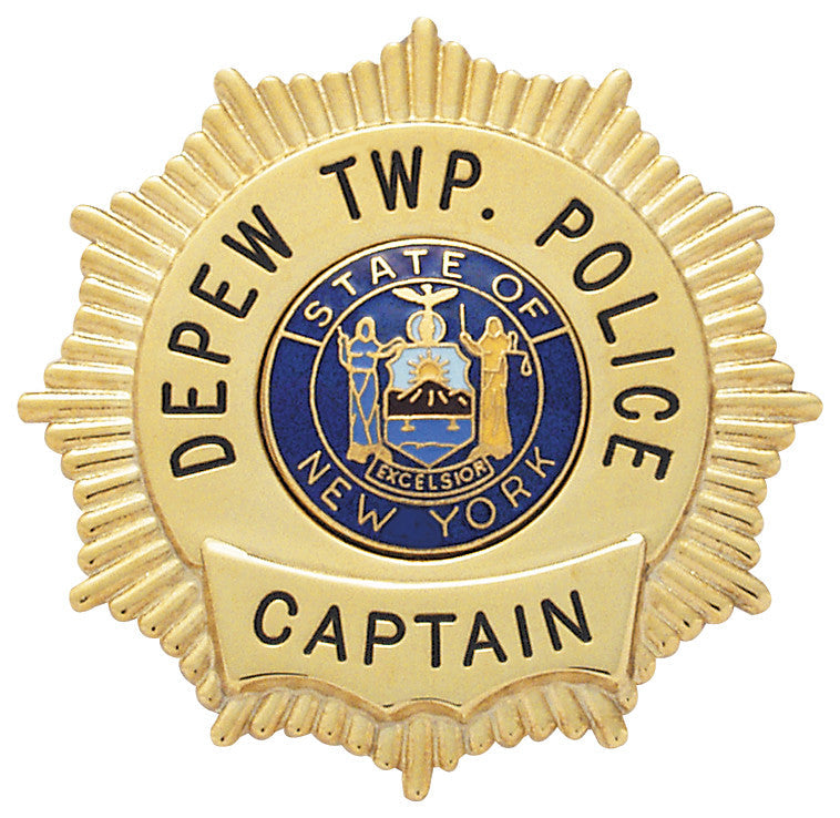 S181A - Custom Engraved Badge - Tophatter's Weapons'N'Deals Sunburst - Tophatter Daily Deals