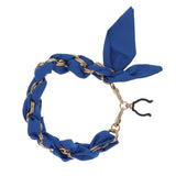 FashionStix Luxury Blue Silk Satin scarf with Chain Wrist Strap and Clip Holder Gold Accessories - Tophatter Daily Deals
