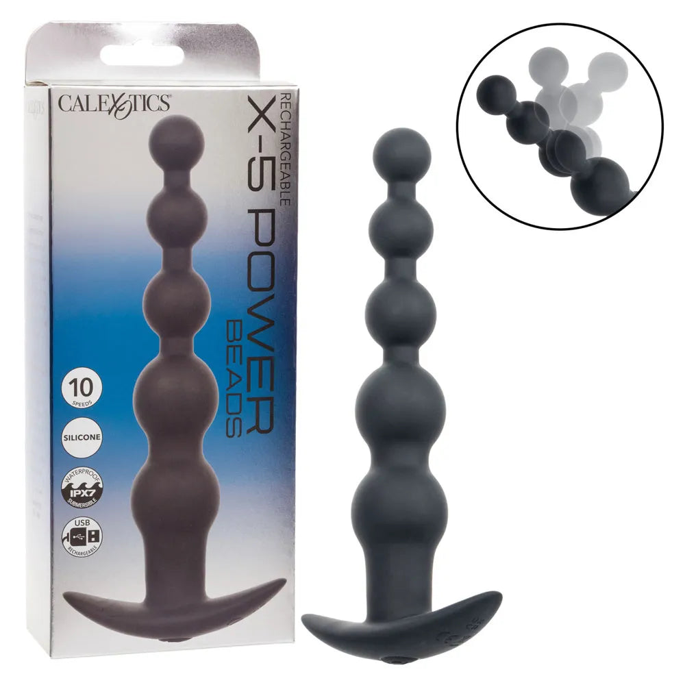 Rechargeable X-5 Power Beads (Black) – Flexible Vibrating Power Beads > Anal Range > Anal Beads - Tophatter Daily Deals