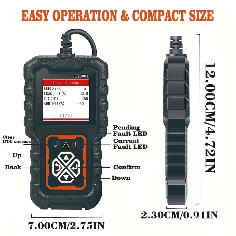 OBD2 Scanner with Colour Screen - Read and Clear Codes, Live Data and I/M Readiness Automotive - Tophatter Daily Deals
