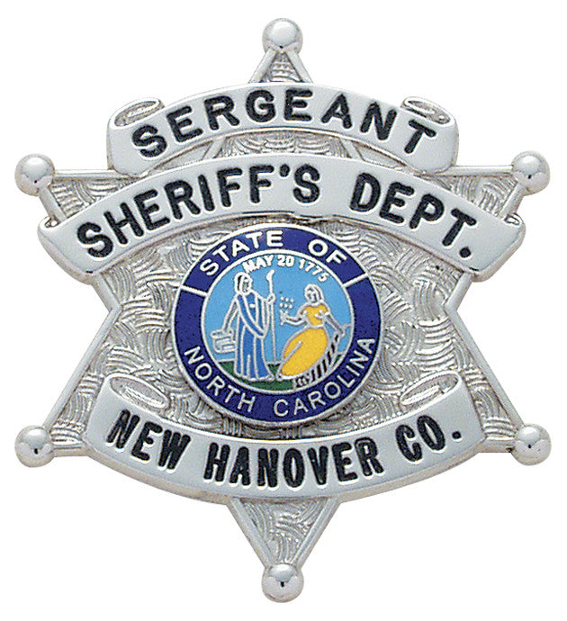 S244 - Custom Engraved Badge - Tophatter's Weapons'N'Deals 6 Point Stars - Tophatter Daily Deals