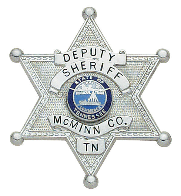 S250 - Custom Engraved Badge - Tophatter's Weapons'N'Deals 6 Point Stars - Tophatter Daily Deals