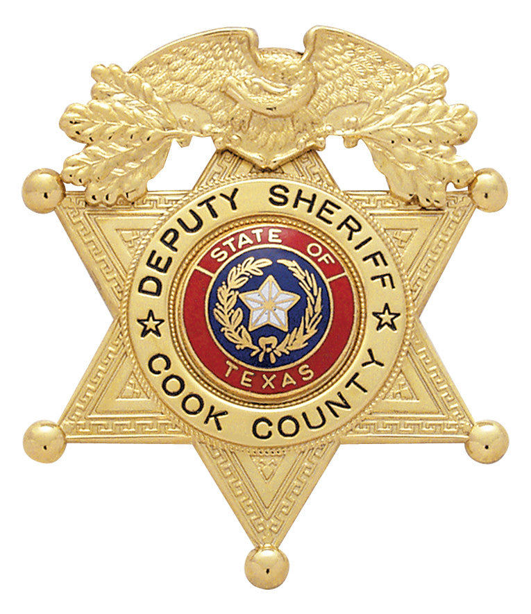 S255 - Custom Engraved Badge - Tophatter's Weapons'N'Deals 6 Point Stars - Tophatter Daily Deals