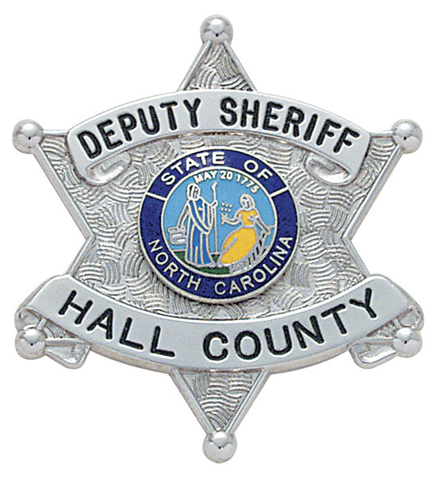 S262A - Custom Engraved Badge - Tophatter's Weapons'N'Deals 6 Point Stars - Tophatter Daily Deals