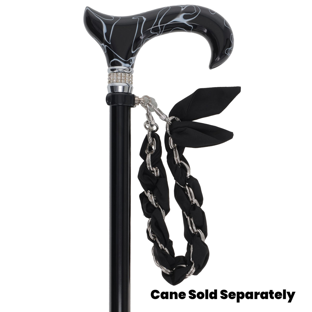 FashionStix Luxury Black Silk Satin scarf with Chain Wrist Strap with Clip Holder Accessories - Tophatter Daily Deals