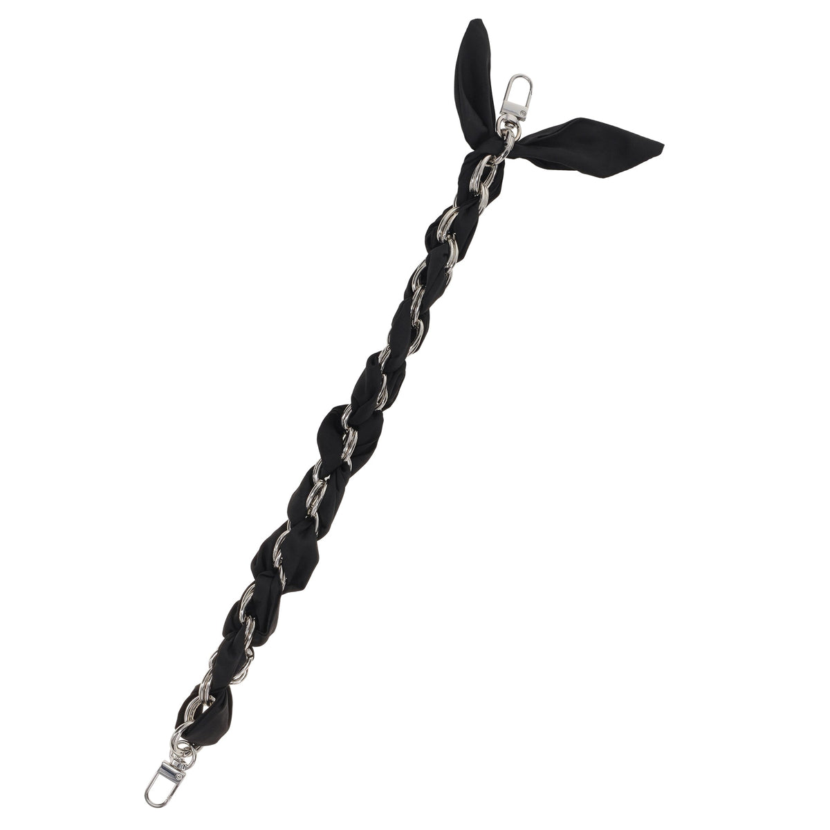 FashionStix Luxury Black Silk Satin scarf with Chain Wrist Strap with Clip Holder Accessories - Tophatter Daily Deals
