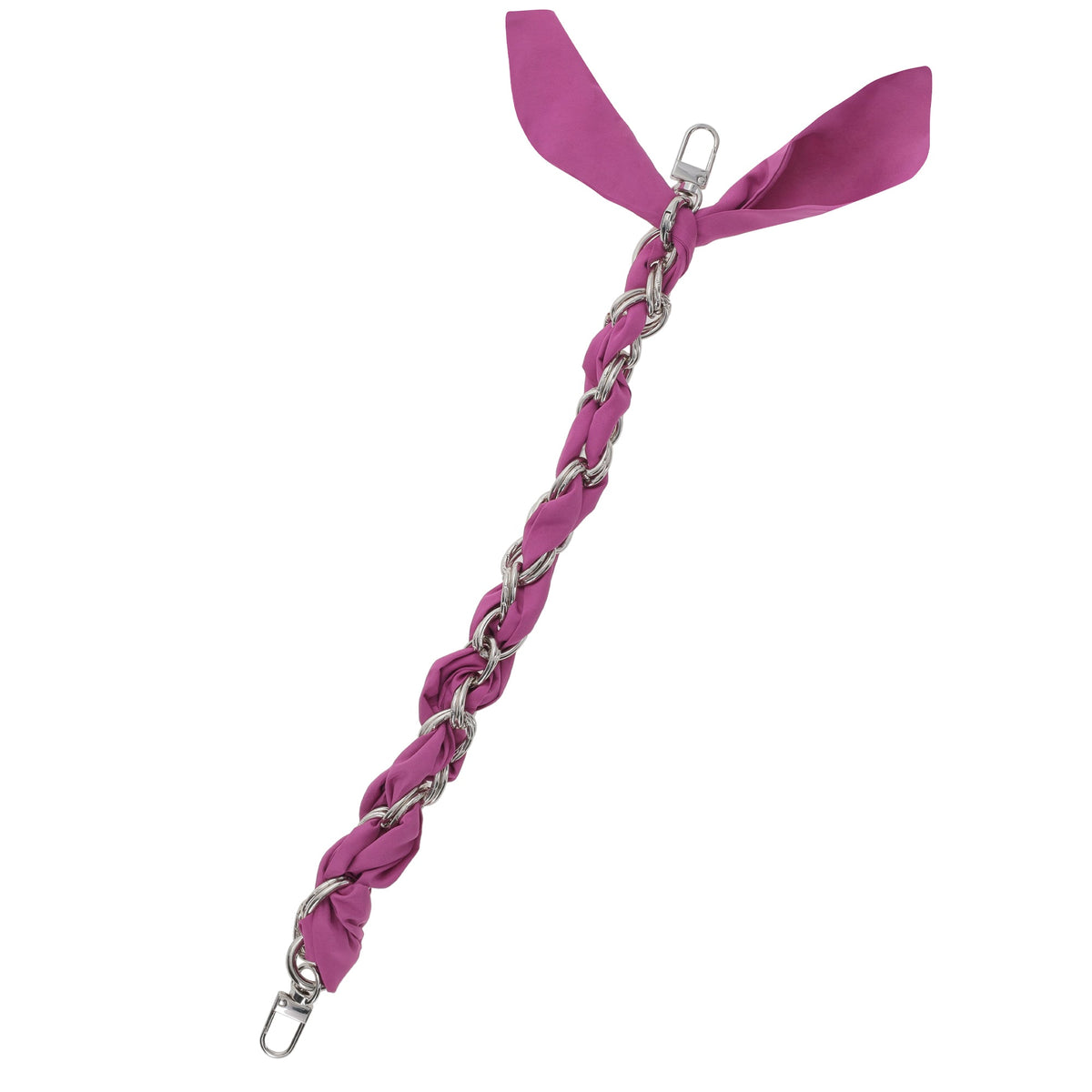 FashionStix Luxury PurplePink Silk Satin scarf with Chain Wrist Strap with Clip Holder Accessories - Tophatter Daily Deals