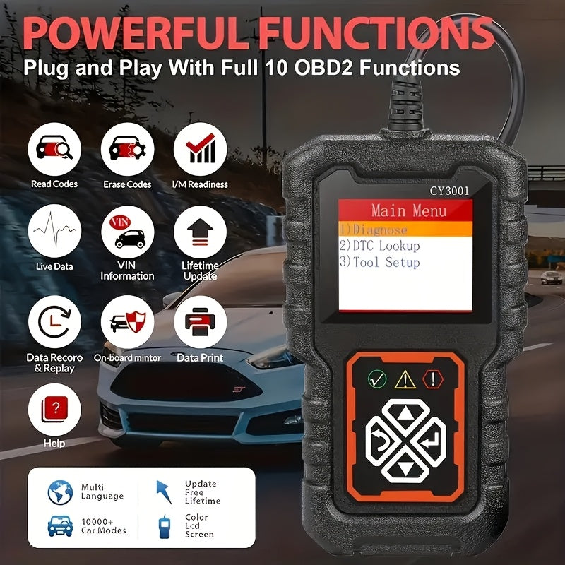 OBD2 Scanner with Colour Screen - Read and Clear Codes, Live Data and I/M Readiness Automotive - Tophatter Daily Deals