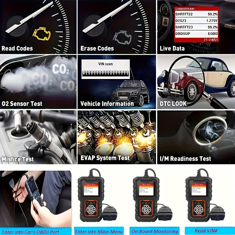 OBD2 Scanner with Colour Screen - Read and Clear Codes, Live Data and I/M Readiness Automotive - Tophatter Daily Deals