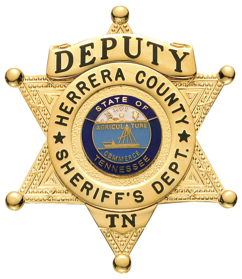 S513A - Custom Engraved Badge - Tophatter's Weapons'N'Deals 6 Point Stars - Tophatter Daily Deals