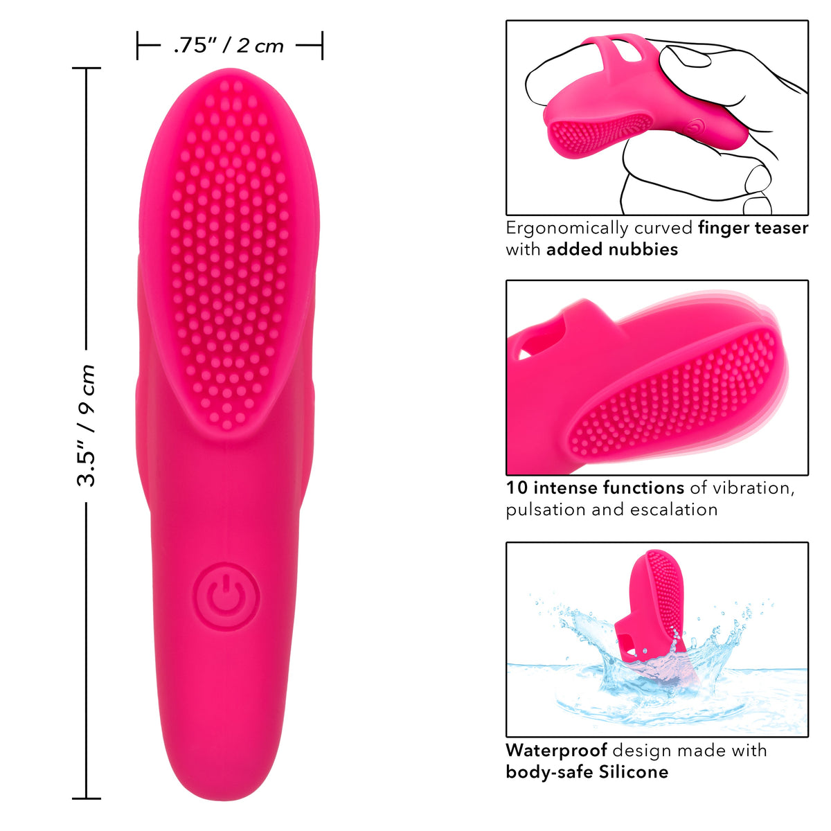 Neon Vibes The Nubby Vibe Pink Silicone Finger Teaser with 10 Functions and Rechargeable > Vibrators > Finger Vibrators - Tophatter Daily Deals