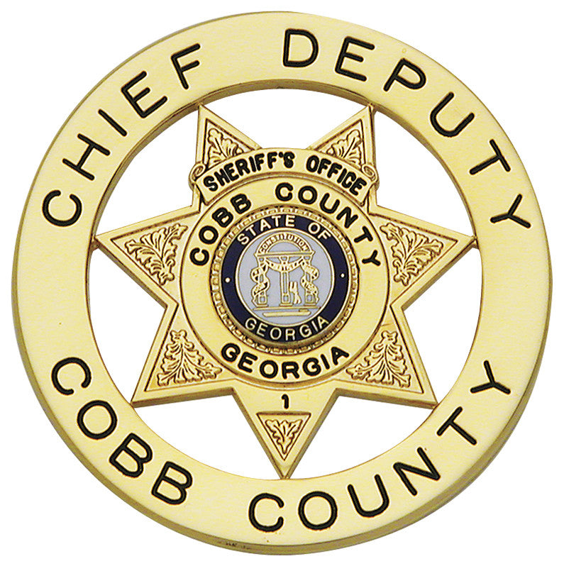 S606 - Custom Engraved Badge - Tophatter's Weapons'N'Deals Circular 6 & 7 Point Stars - Tophatter Daily Deals