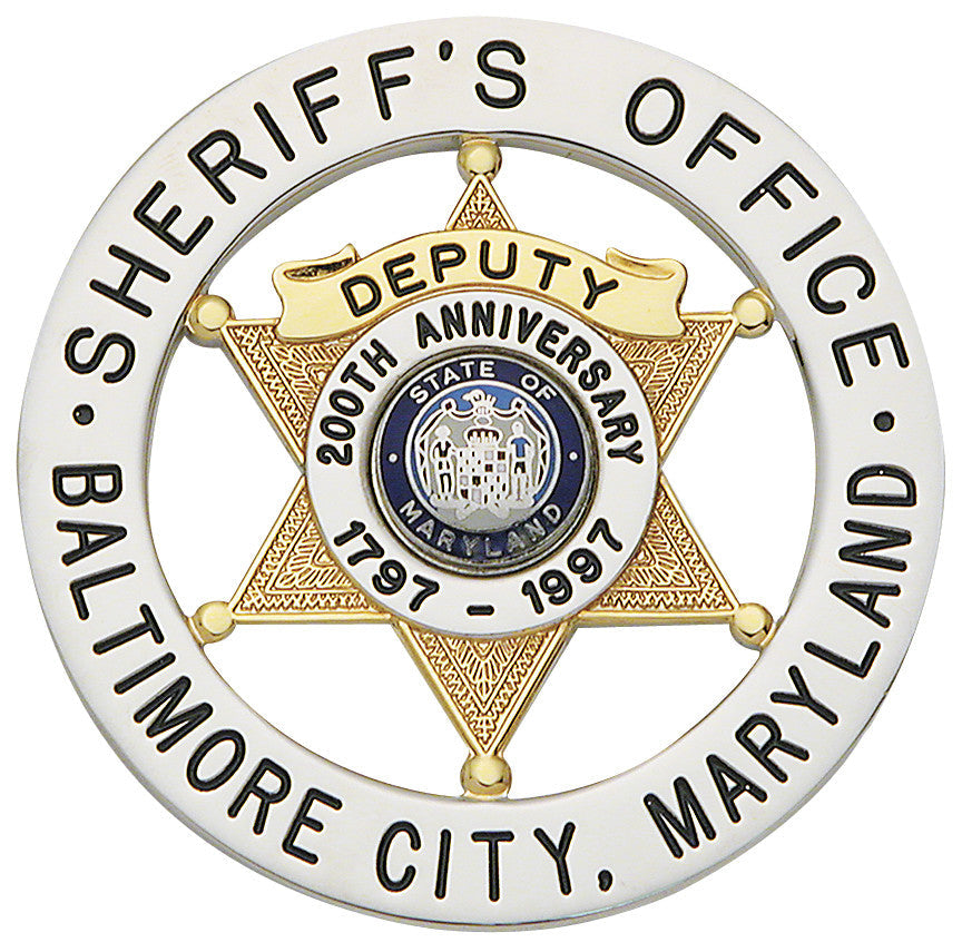 S608 - Custom Engraved Badge - Tophatter's Weapons'N'Deals Circular 6 & 7 Point Stars - Tophatter Daily Deals