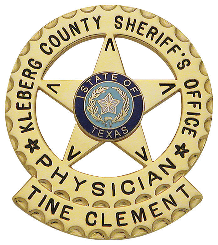 S614 - Custom Engraved Badge - Tophatter's Weapons'N'Deals Circular 5 Point Stars - Tophatter Daily Deals