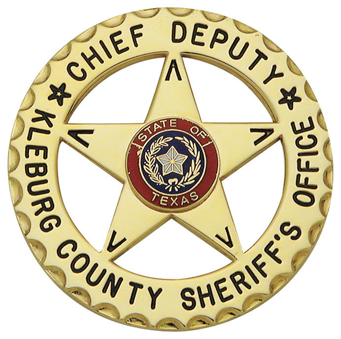 S620 - Custom Engraved Badge - Tophatter's Weapons'N'Deals Circular 5 Point Stars - Tophatter Daily Deals