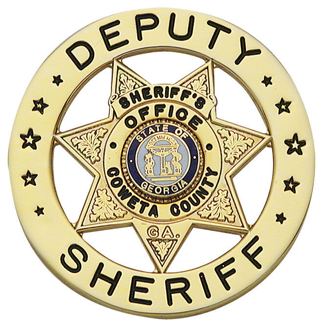 S621 - Custom Engraved Badge - Tophatter's Weapons'N'Deals Circular 6 & 7 Point Stars - Tophatter Daily Deals
