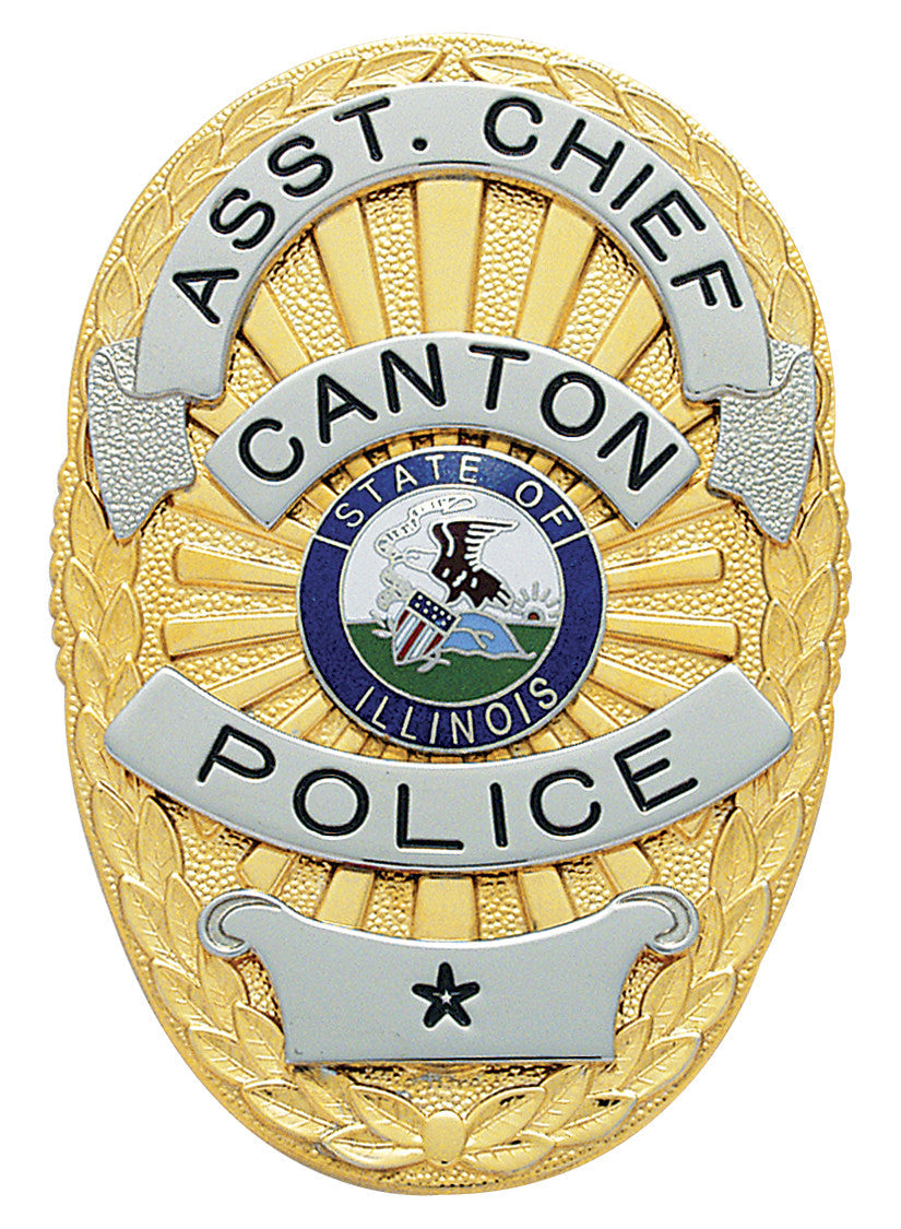 S64- Custom Engraved Badge - Tophatter's Weapons'N'Deals Oval - Tophatter Daily Deals