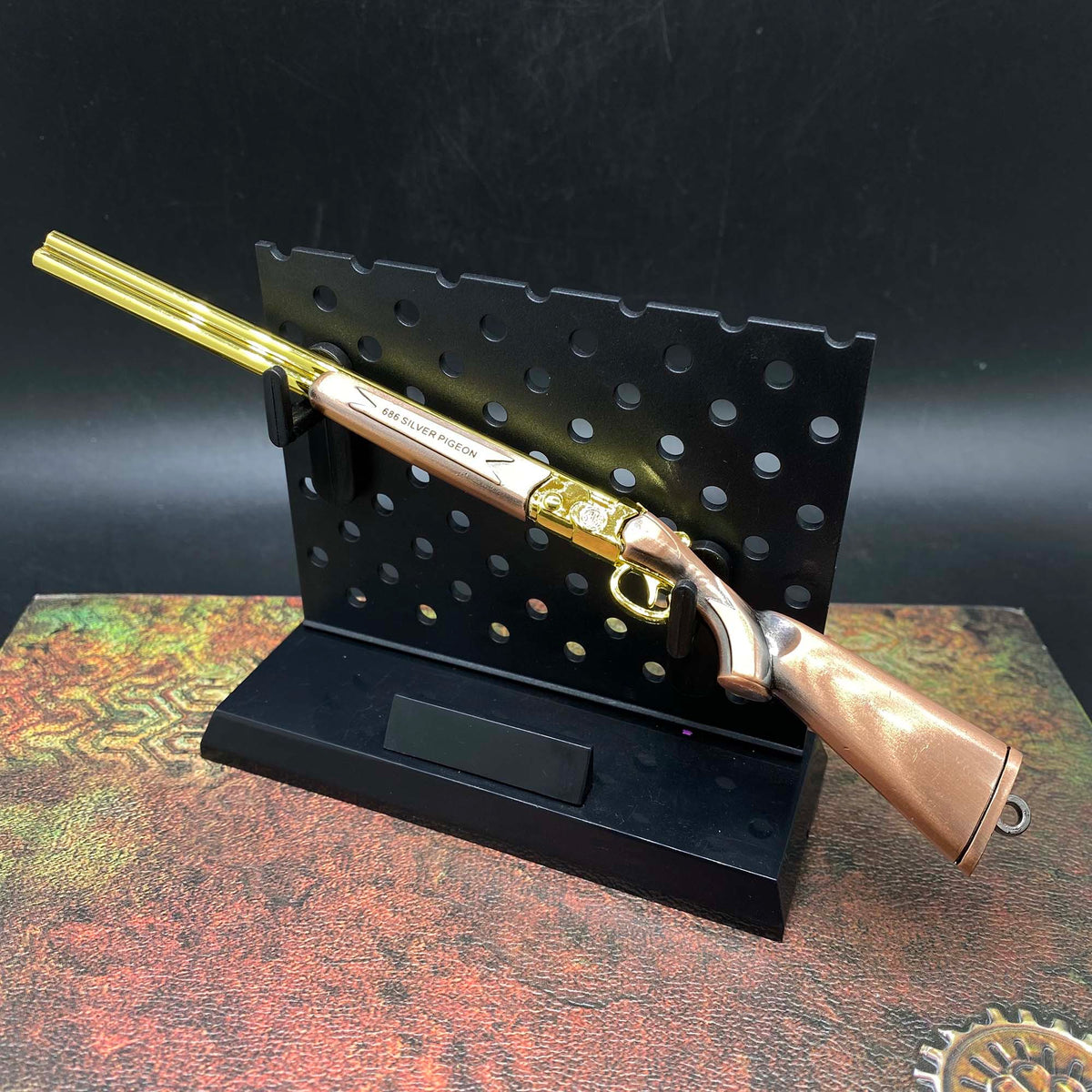 Miniature Metal S686 Double Barrel Shotgun 17CM/6.7" With Plastic Stand - Tophatter Daily Deals