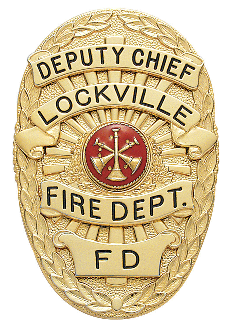 S70 - Custom Engraved Badge - Tophatter's Weapons'N'Deals Oval - Tophatter Daily Deals