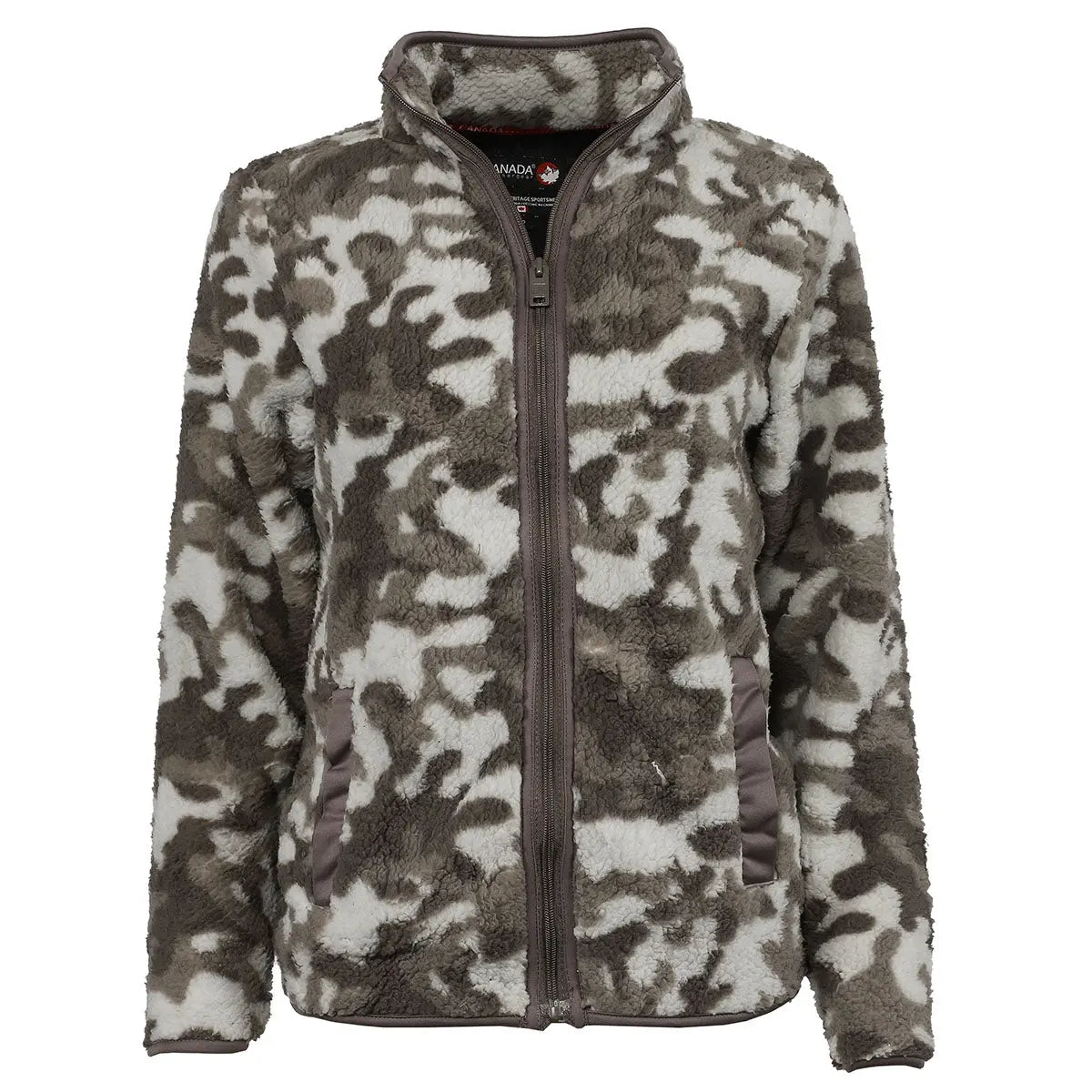Canada Weather Gear Women's Full Zip Printed Sherpa Jacket Black Grey Charcoal Full Zip - Tophatter Daily Deals
