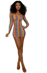 Rainbow Mini With Arm Warmers – Nylon Spandex Lingerie Set > Clothes > Lingerie Sets - Tophatter Daily Deals