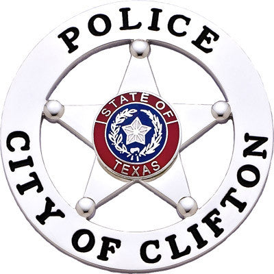 S81B - Custom Engraved Badge - Tophatter's Weapons'N'Deals Circular 5 Point Stars - Tophatter Daily Deals