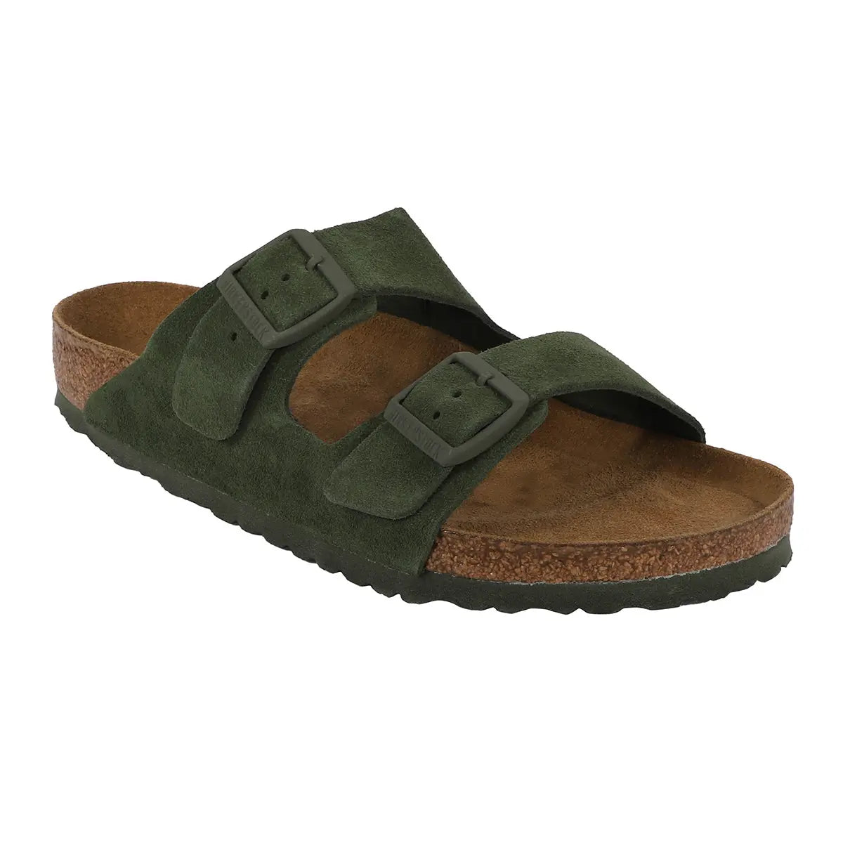 Birkenstock Arizona Soft Footbed Suede Sandals Deep Lichen Regular Wide Footwear - Tophatter Daily Deals