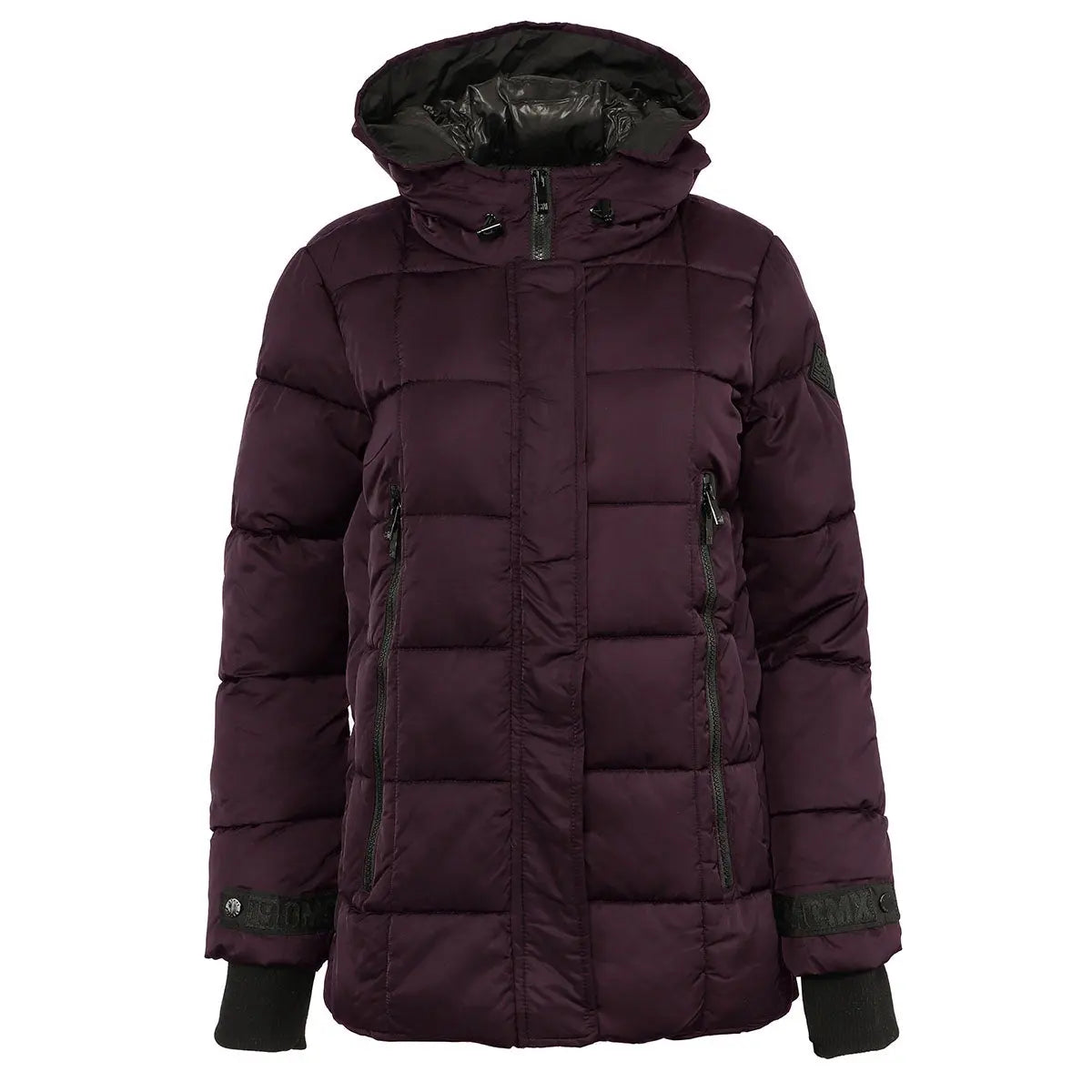 Steve Madden Women's Hooded Puffer Jacket Merlot Puffer - Tophatter Daily Deals
