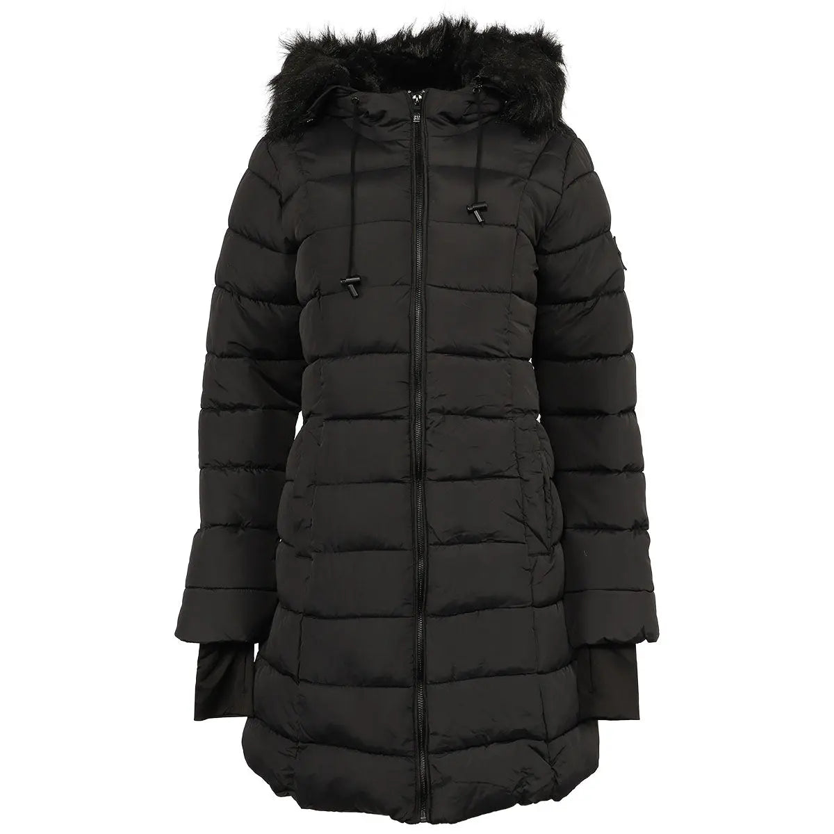 Steve Madden Women's Jacket with Faux Fur Hood Black Puffer - Tophatter Daily Deals